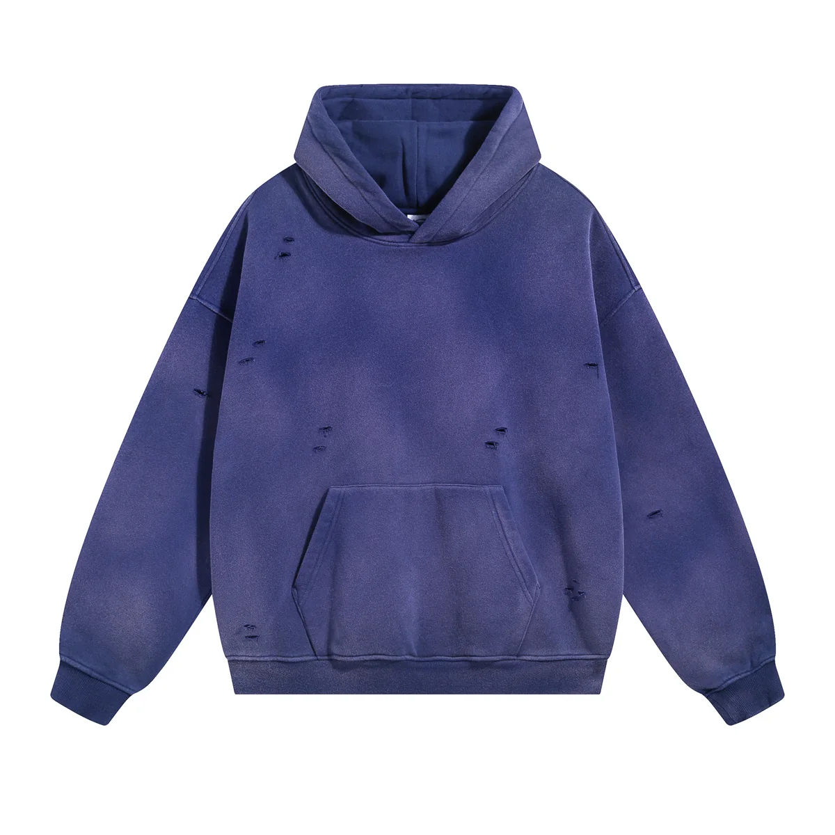 360GSM Fleece-Lined Washed Distressed Hoodie