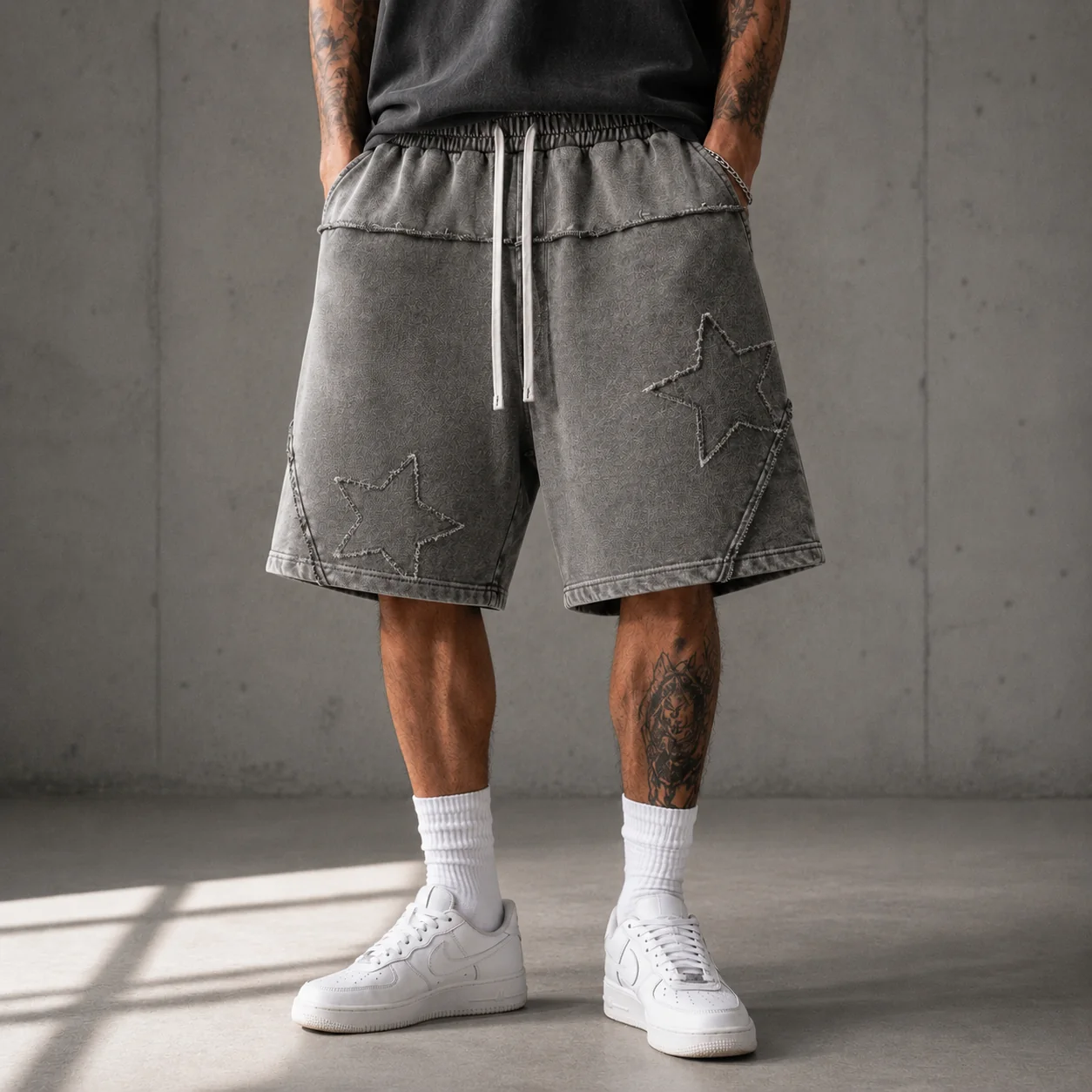 430GSM Wax-Dyed 100% Cotton Panel Shorts