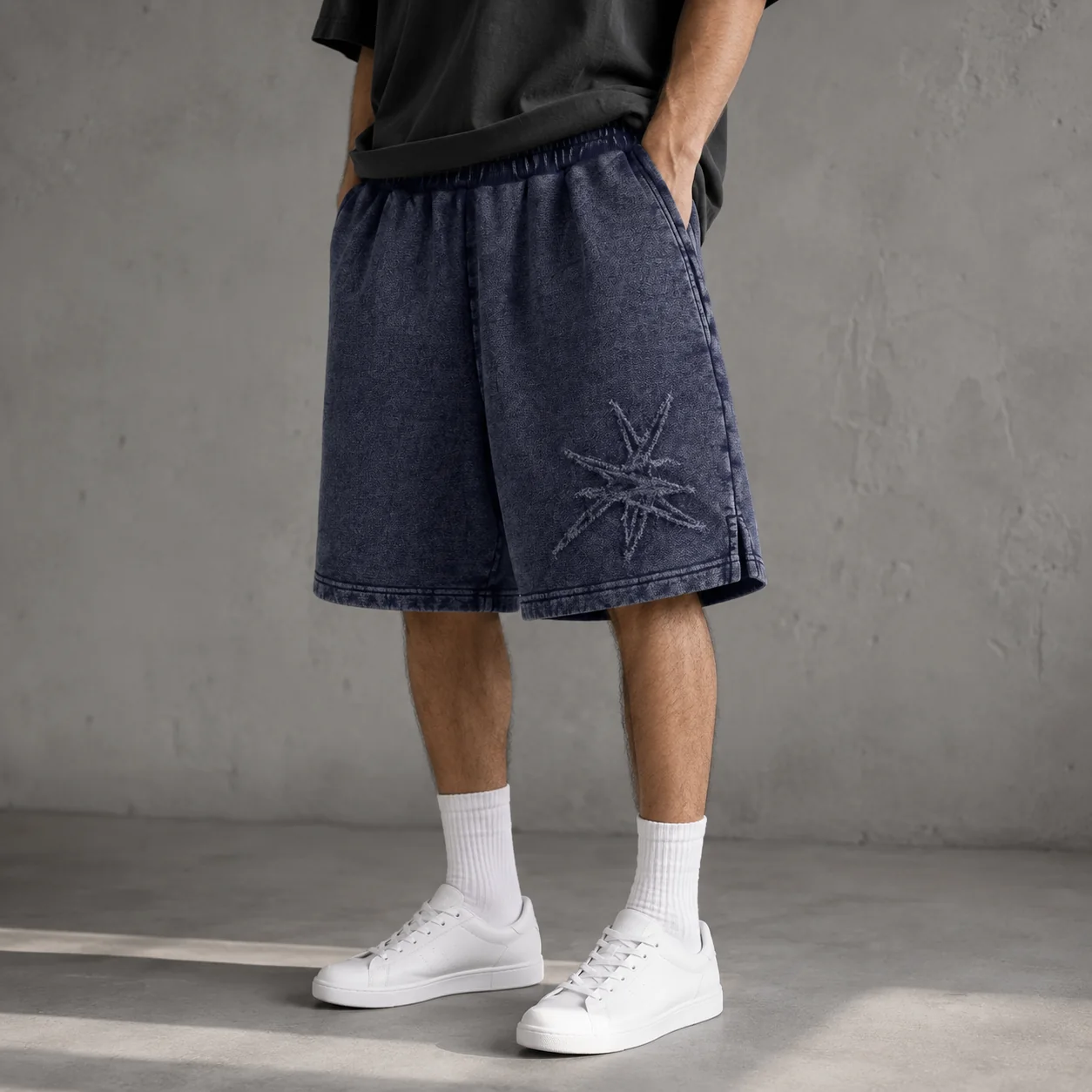 Washed 100% Cotton Oversized Boxing Shorts
